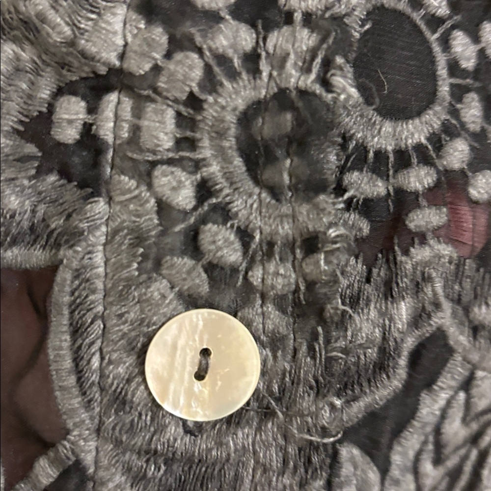 Women's Black Floral Button-Up Jacket - Picture 3 of 7